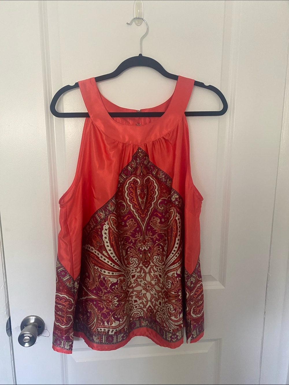 Lane Bryant Coral and Burgundy Paisley Tank